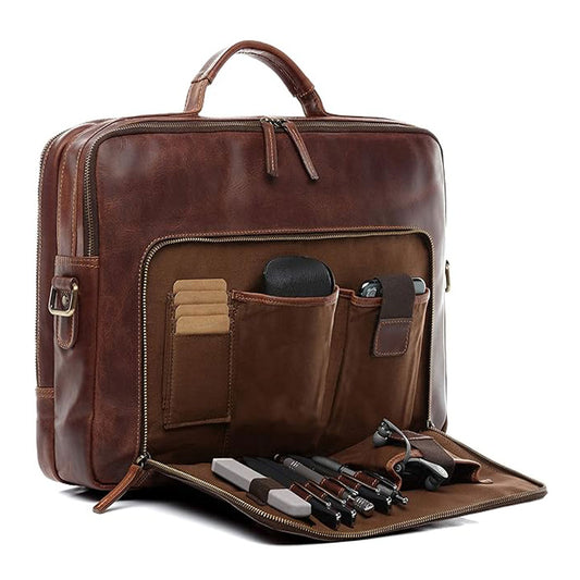 Brown Leather Executive Laptop Bag