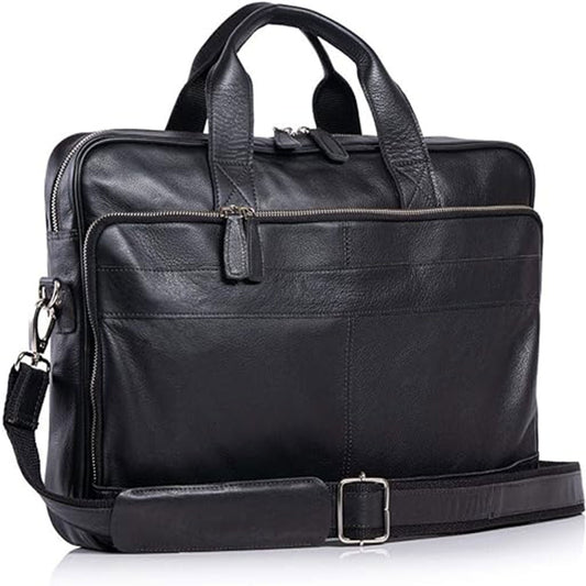 16-Inch Leather Elegance Briefcase Messenger Bag