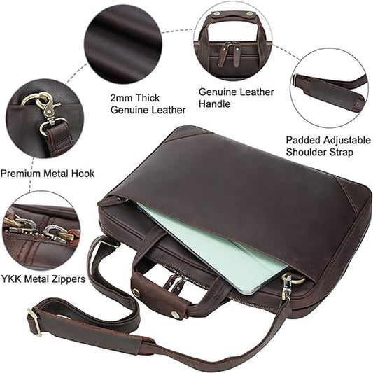 Elevate Your Image with the Brown Leather Executive Messenger Bag