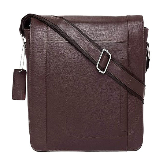 Premium Dark Brown Leather Messenger Bag - Stylish Office Essential for Professionals