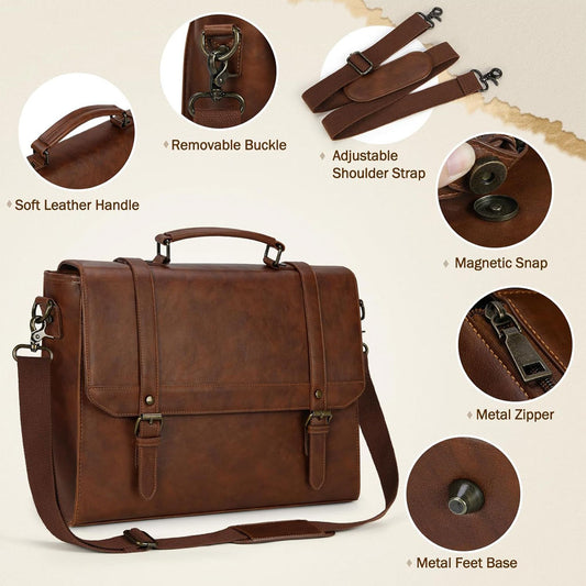 Vintage Brown Leather Messenger Bag